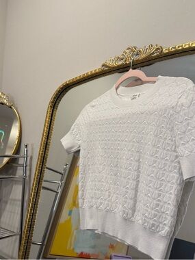 Wilfred White Short-Sleeve Textured Knit Top